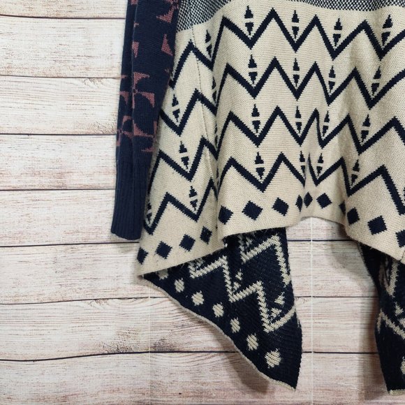 Anthropologie Srod Butterflies Aztec Print Waterfall Knit Open Cardigan Small - Picture 12 of 13